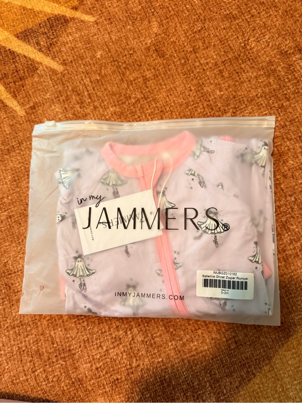 In My Jammers Purple Ballerina Ghost Zipper Romper 0-3 Months NWT